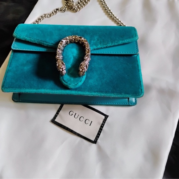 Gucci Dionysus Teal Velvet Shoulder Bag, Mini, Like New - Picture 1 of 9